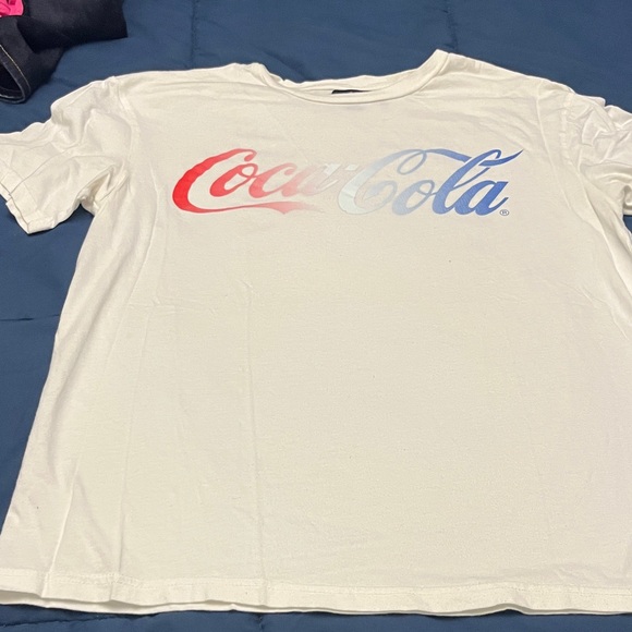 Coca-Cola Gradient Logo White Tee NWOT - Picture 1 of 3